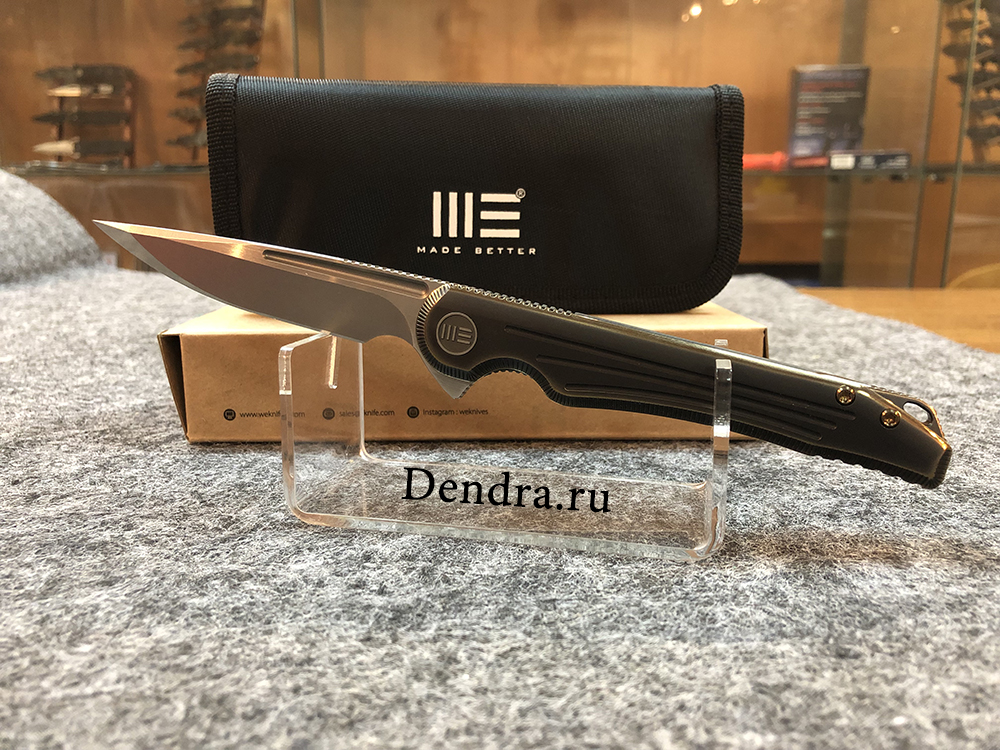 Нож складной, сталь CPM-S35VN, длина клинка 94,7 мм, рукоять титан, цвет бронза, клипса, замок frame