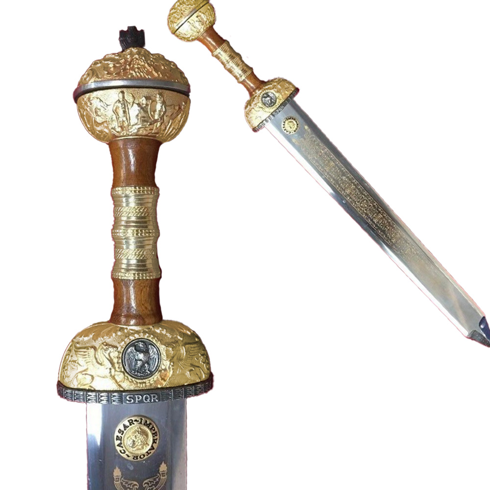 Меч "Юлий Цезарь", клинок с гравировкой, рукоять дерево/латунь