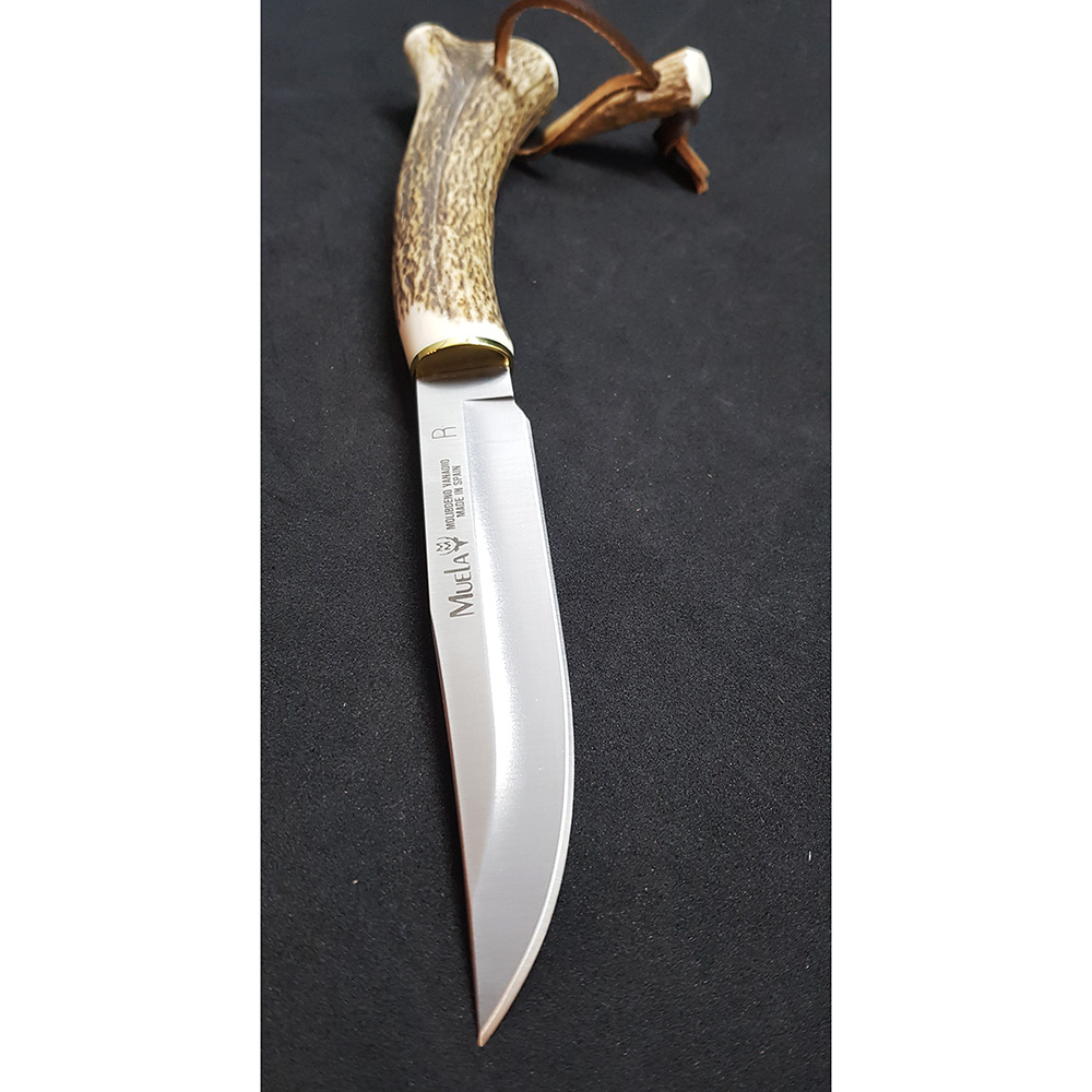 Нож "GRED" с фикс клинком длиной 13 см, рукоять рог оленя, ножны кожа