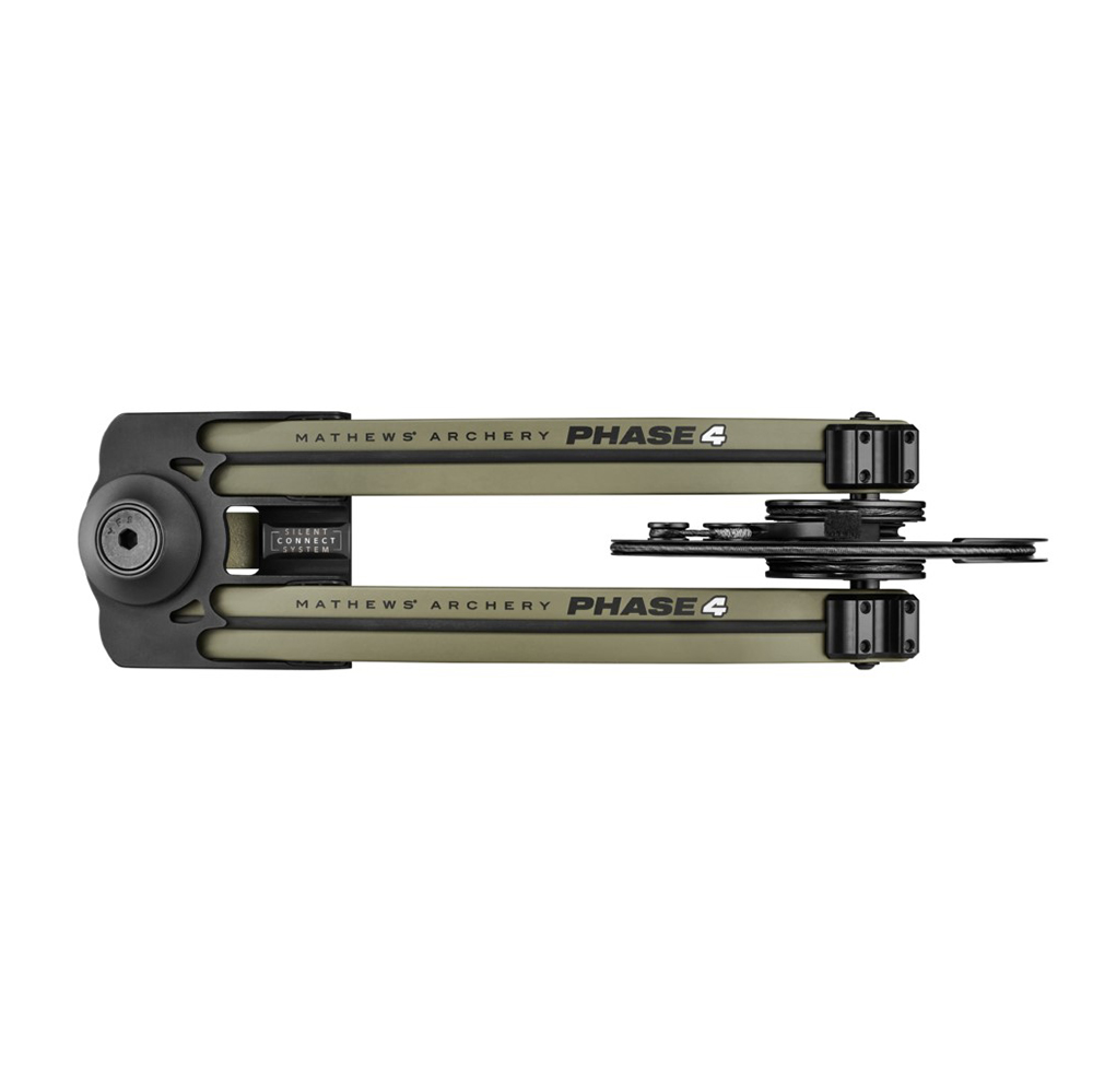 Лук блочный Mathews PHASE4 33", green ambush, скорость 336 ф/с, сила 60 fps, вес 2 кг, база 6,5", АТА 33", сброс 80/85%, растяжка 27- 31,5"