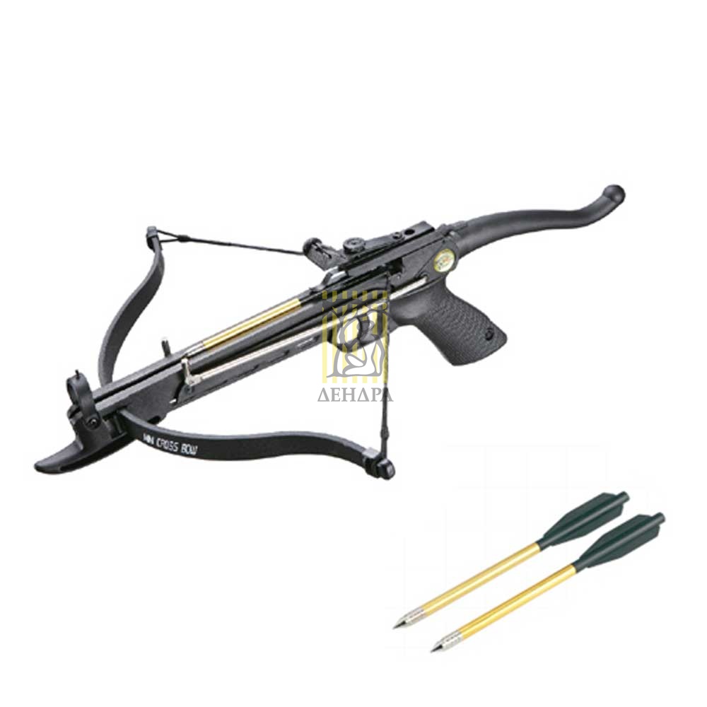 Арбалет-пистолет силой 80 lbs, приклад и ствол пластик, с упором для перезарядки, 3 алюминиевые стре