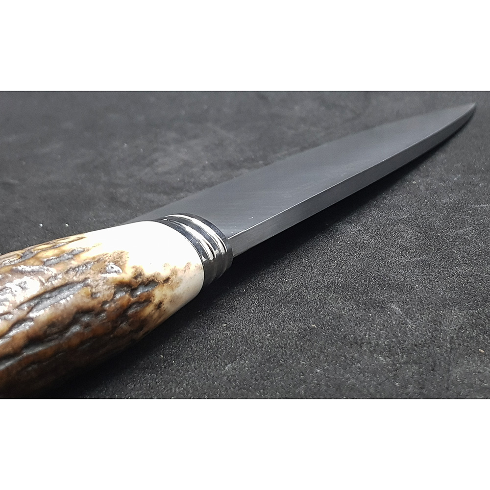 Нож серии "CS" с фикс клинком длиной 15 см, рукоять рог оленя, ножны кожа