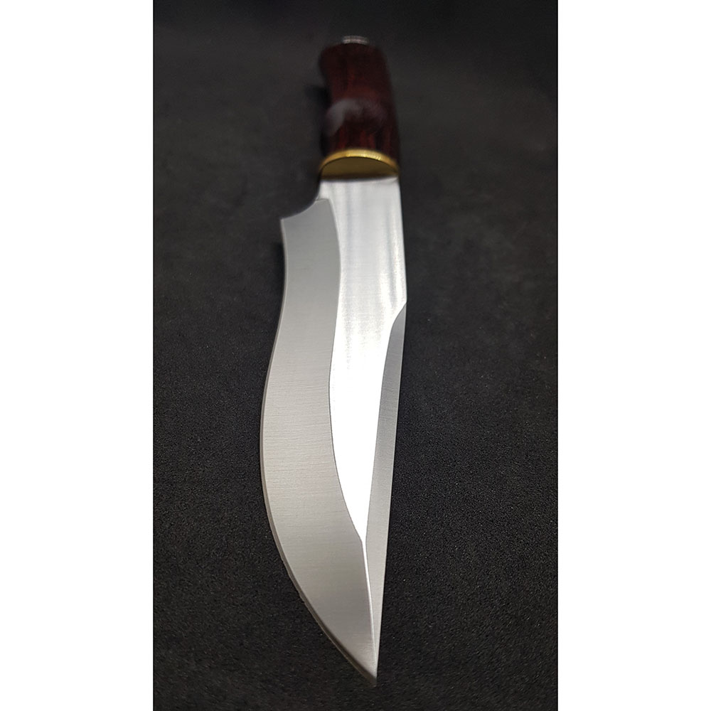 Нож "HUNTER" с фикс клинком длиной 17 см, рукоять красная микарта, ножны кожа