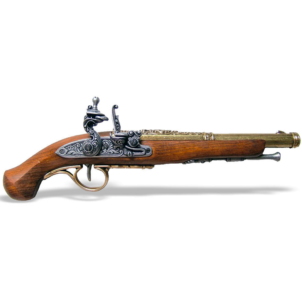 Пистолет кремневый,18век,латунь