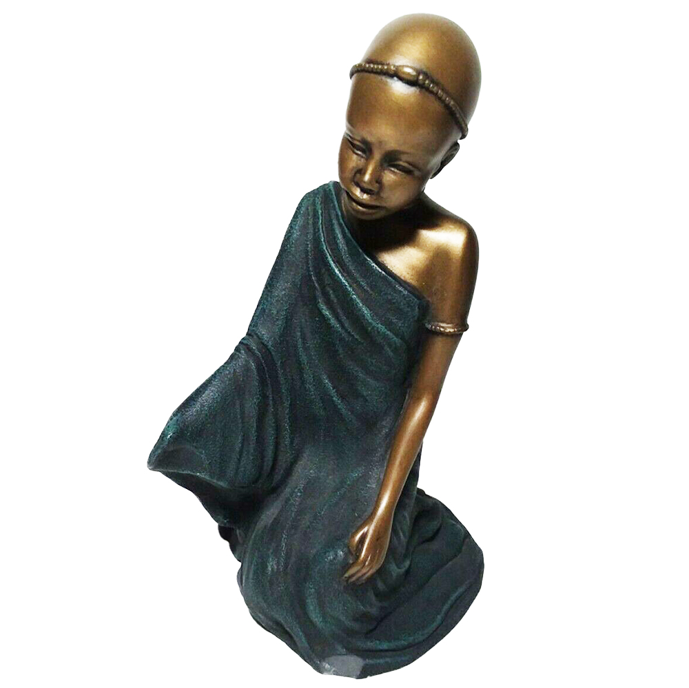 Фигурка Дети Масаи-Нафула и Ньери,сидящ,патина,полистоун