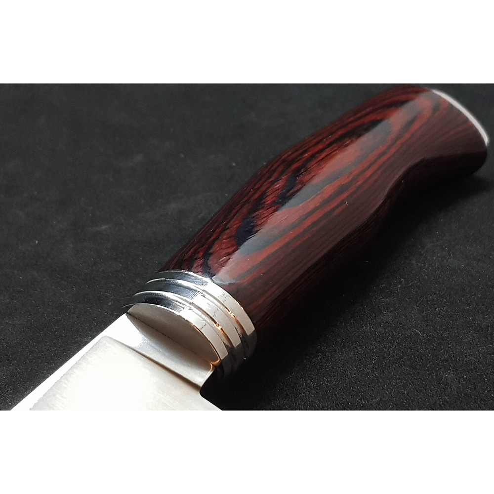 Нож серии "CS" с фикс клинком длиной 15 см, рукоять красная микарта, ножны кожа