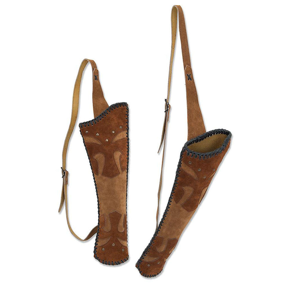 Кивер традиционный  BRONCO для стрел заплечный, материал замша/кожа, длина 53 см, правый, цвет корич