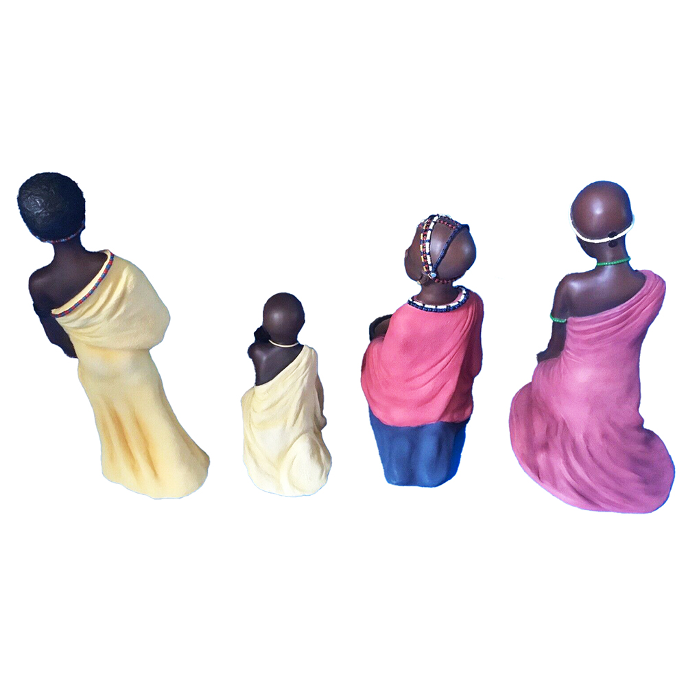 Фигурка Дети Масаи-Сельские игры (4 фигуры)цветная,полистоун