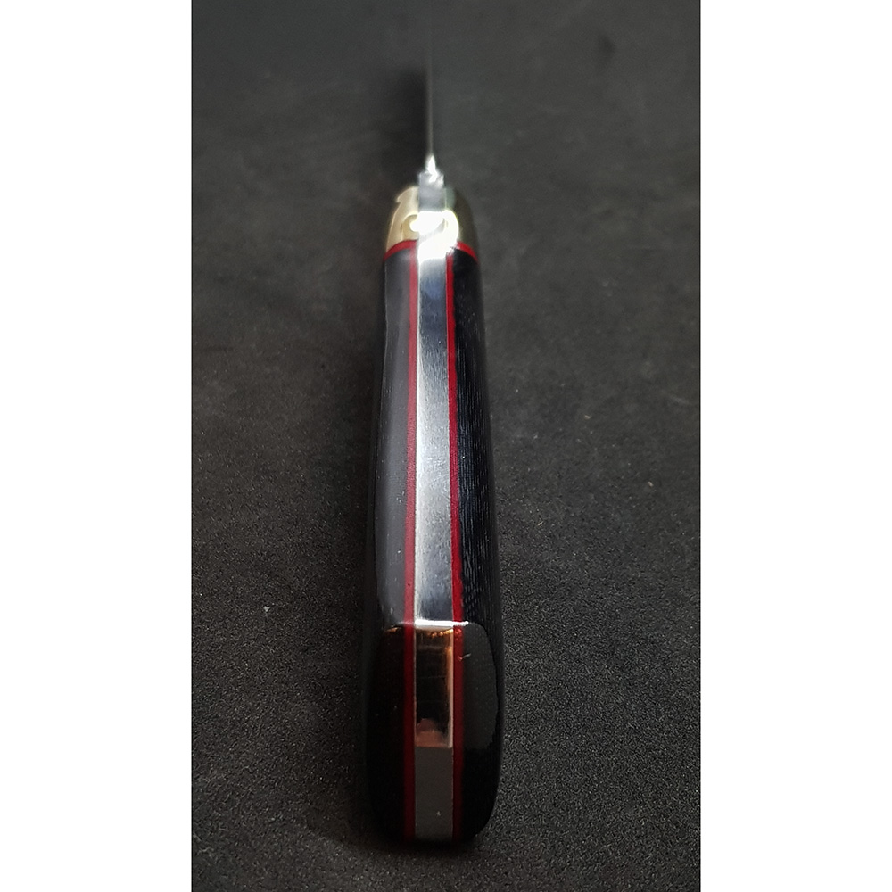 Нож "KODIAK" с фикс клинком длиной 10 см, рукоять черная микарта, ножны черная кожа