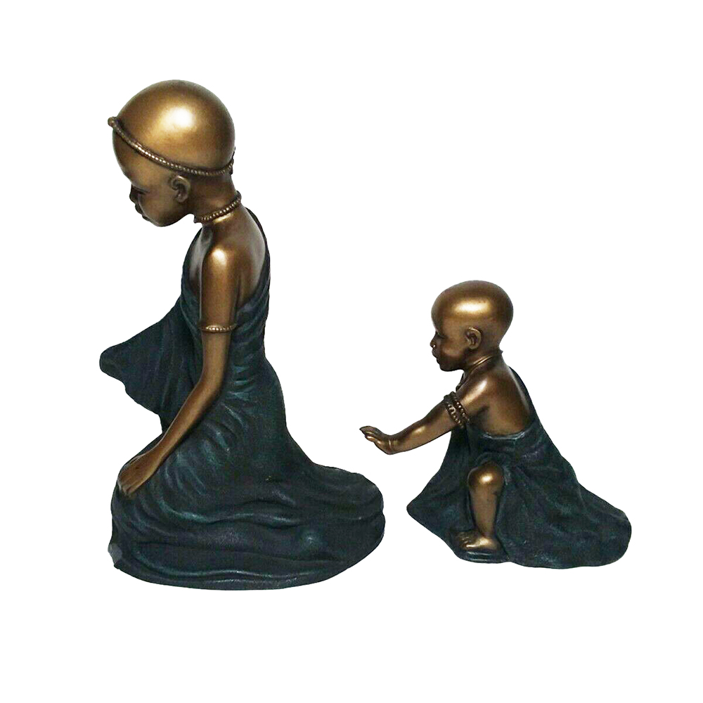 Фигурка Дети Масаи-Нафула и Ньери,сидящ,патина,полистоун