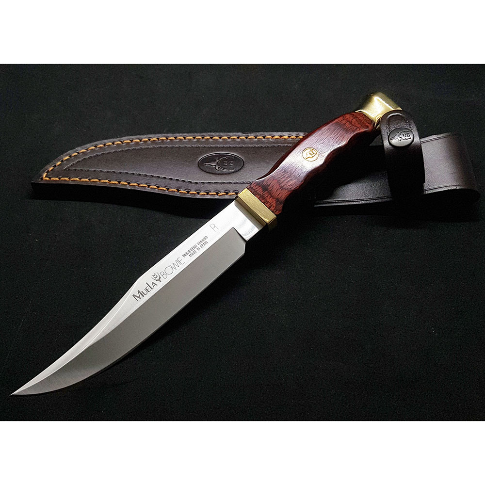 Нож "BOWIE" с фикс клинком длиной 16 см, рукоять Pakka wood, ножны кожа