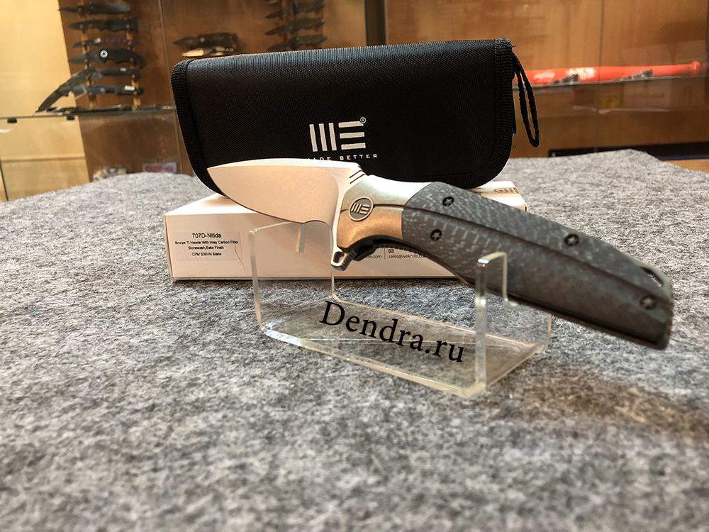 Нож складной  NITIDA 707D, цвет бронзовый, сталь CPM-S35VN, длина клинка 90 мм, рукоять титан/карбон