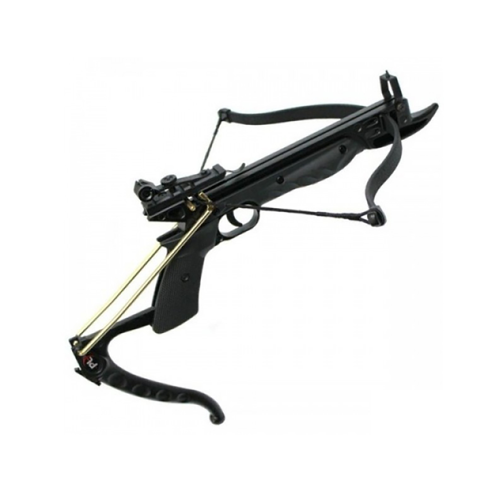 Арбалет-пистолет силой 80 lbs, приклад и ствол пластик, с упором для перезарядки, 3 алюминиевые стре