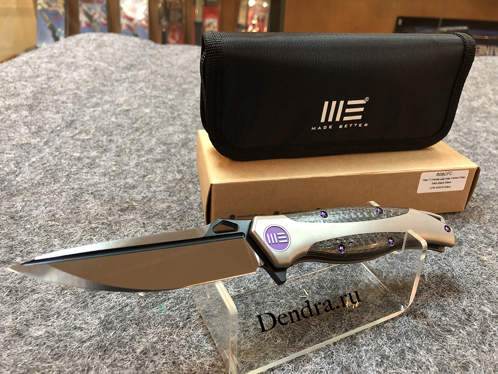 Нож складной  606CFC,цвет серый с черным и фиолетовым, сталь CPM-S35VN, длина клинка 90 мм, рукоять