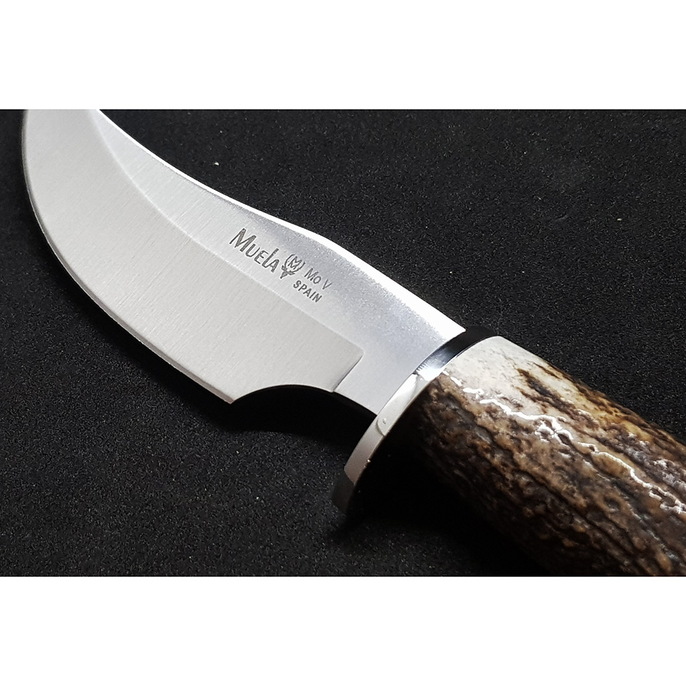 Нож "DP" с фикс клинком длиной 10 см, рукоять рог оленя, ножны кожа