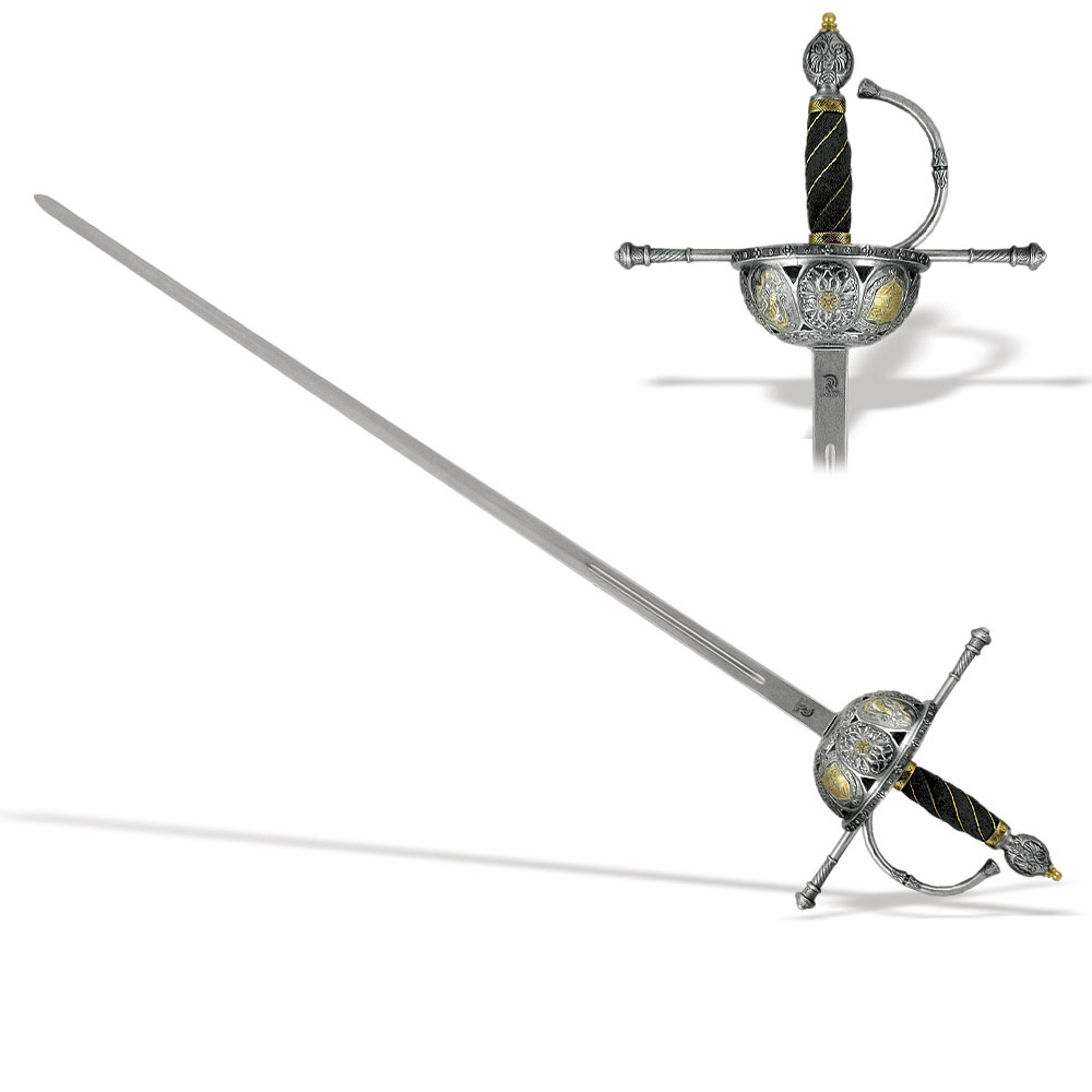 Шпага испанская "Казолета" рукоять черная, эфес никель/латунь