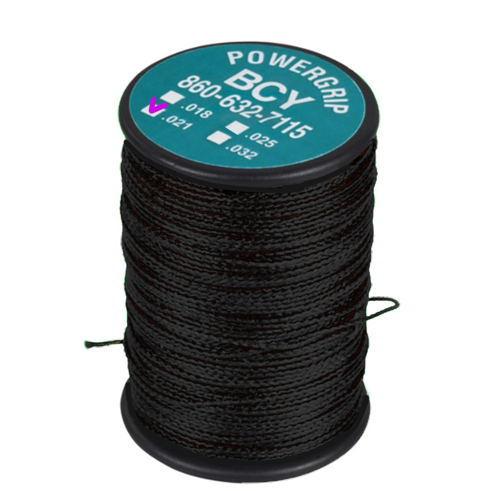 Нить обмоточная Powergrip для тетивы, размер 0,021", длина 75 ярдов, производитель BCY, цвет черный