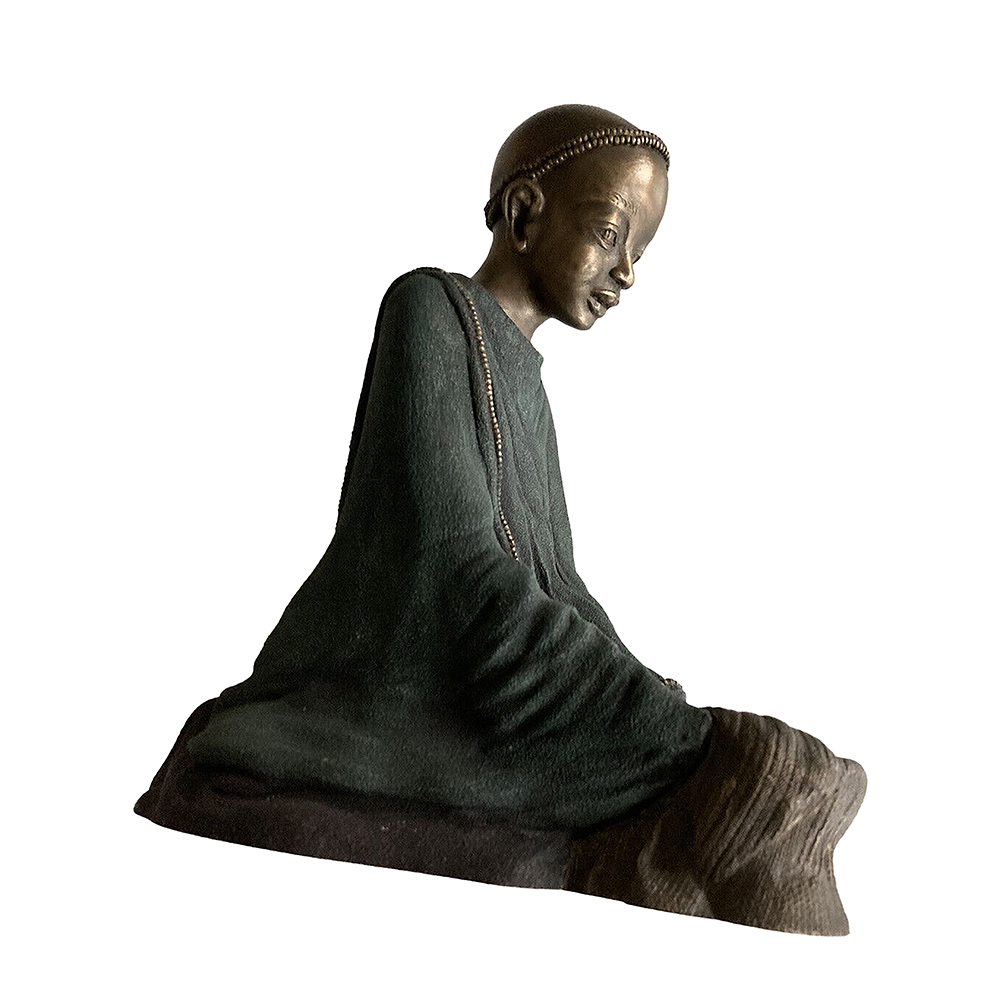 Фигурка Дети Масаи-Бахия,сидящая,патина,полистоун