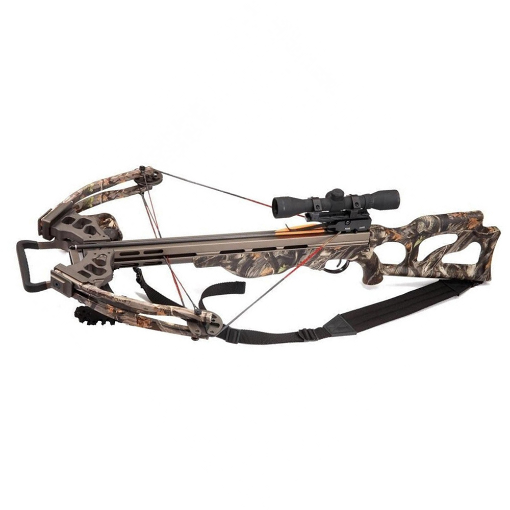 Арбалет блочный "Архонт", скоп 4х32, кивер на 6 стрел, 4 карбоновые стрелы, ремень, воск, ручн.натяж