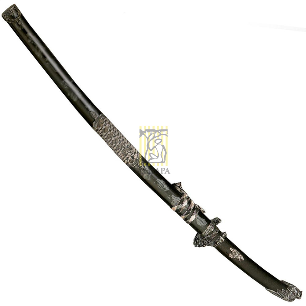 Катана "Дракон", рукоять черная плетеная, ножны черные