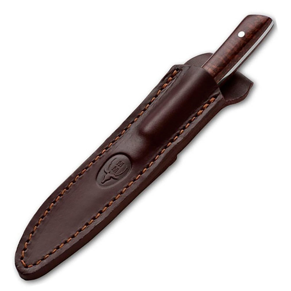 Нож "MA" с фикс клинком длиной 10 см, рукоять палисандр, ножны кожа