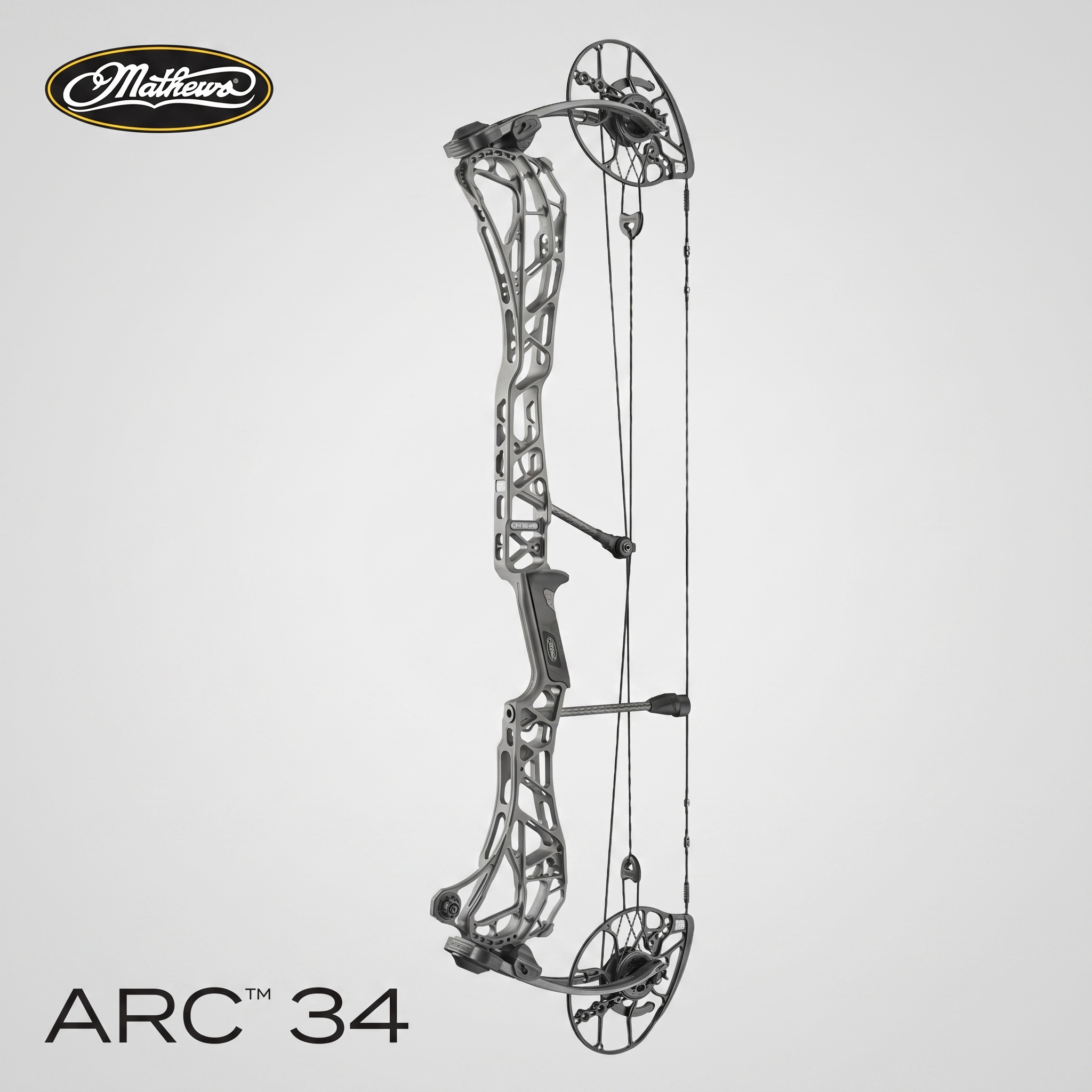Лук блочный ARC 34, начальная скорость 348 ф/сек, сила 60 ф., длина 30", вес 1,8 кг, длина растяжки 25–30,5", сброс 80%, 85%, блоки SWX-2, база 6", цвет  kodiak brown