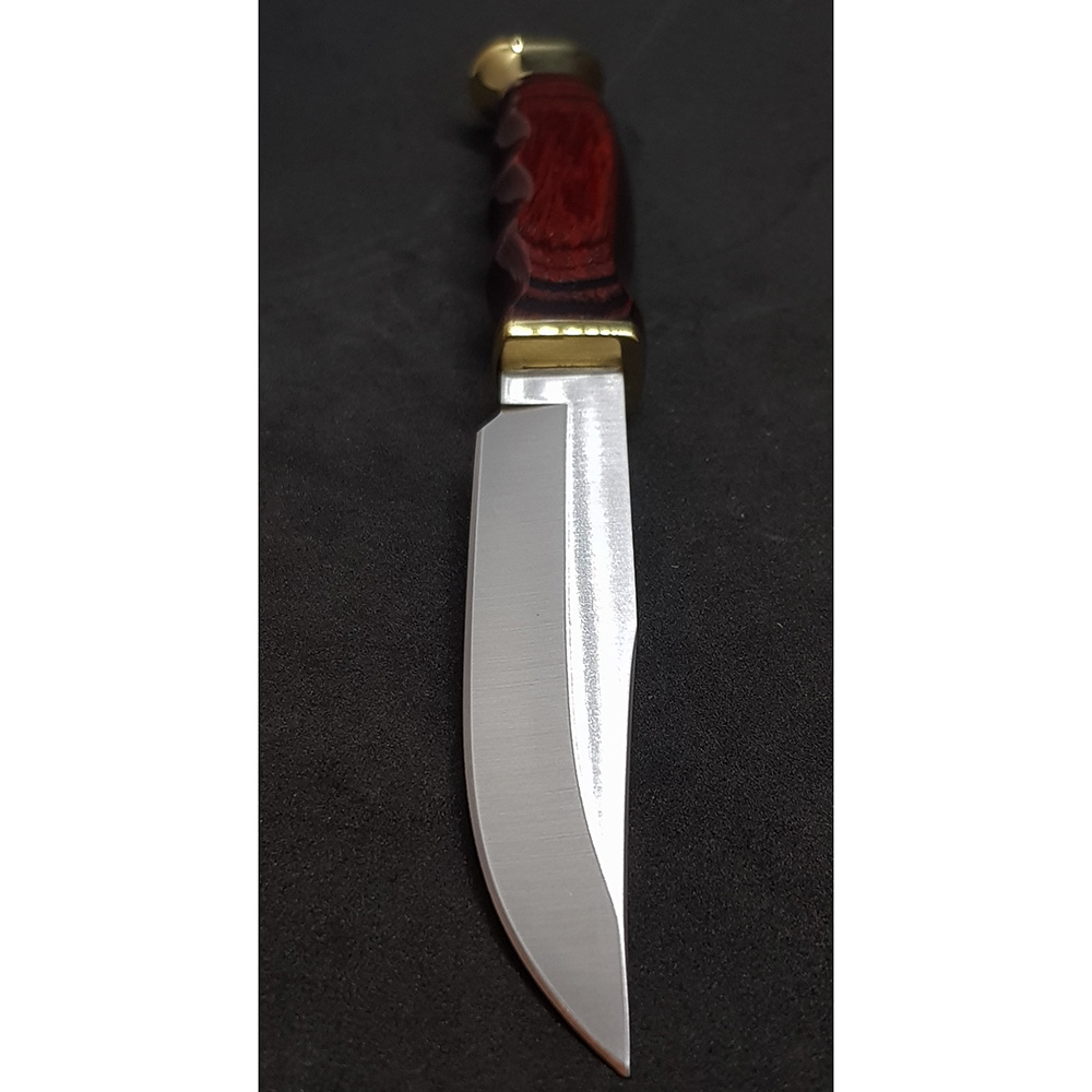 Нож "RANGER" с фикс клинком длиной 12 см, рукоять красная микарта, ножны кожа