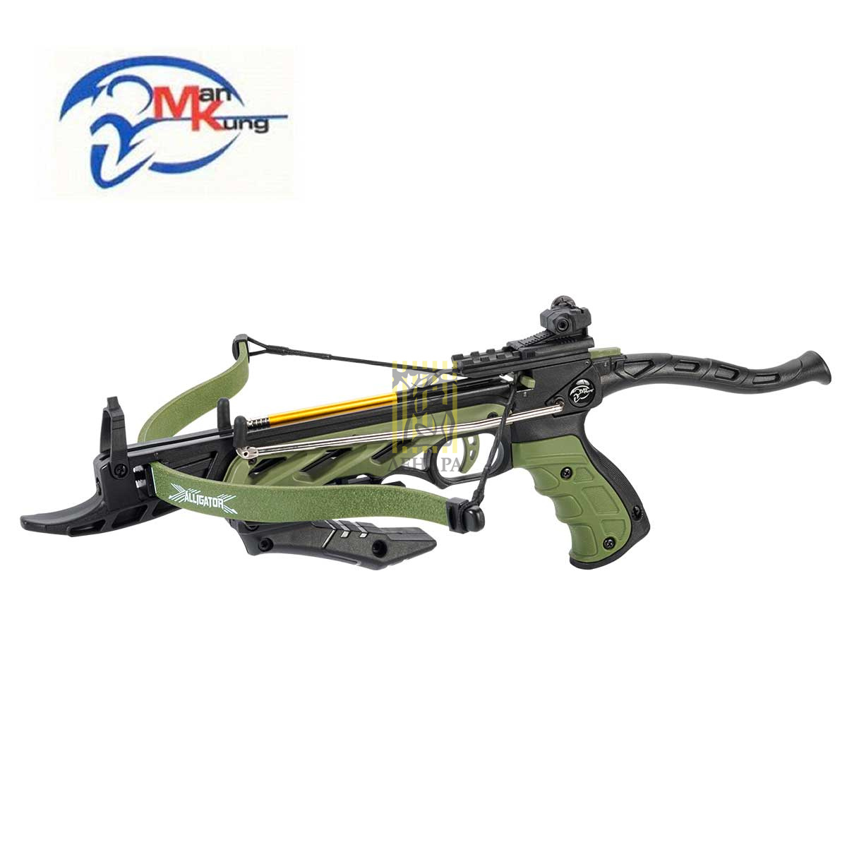 Арбалет-пистолет Alligator начальная скорость 185 фут/сек, расстояние между осями 16,5", длина натяж