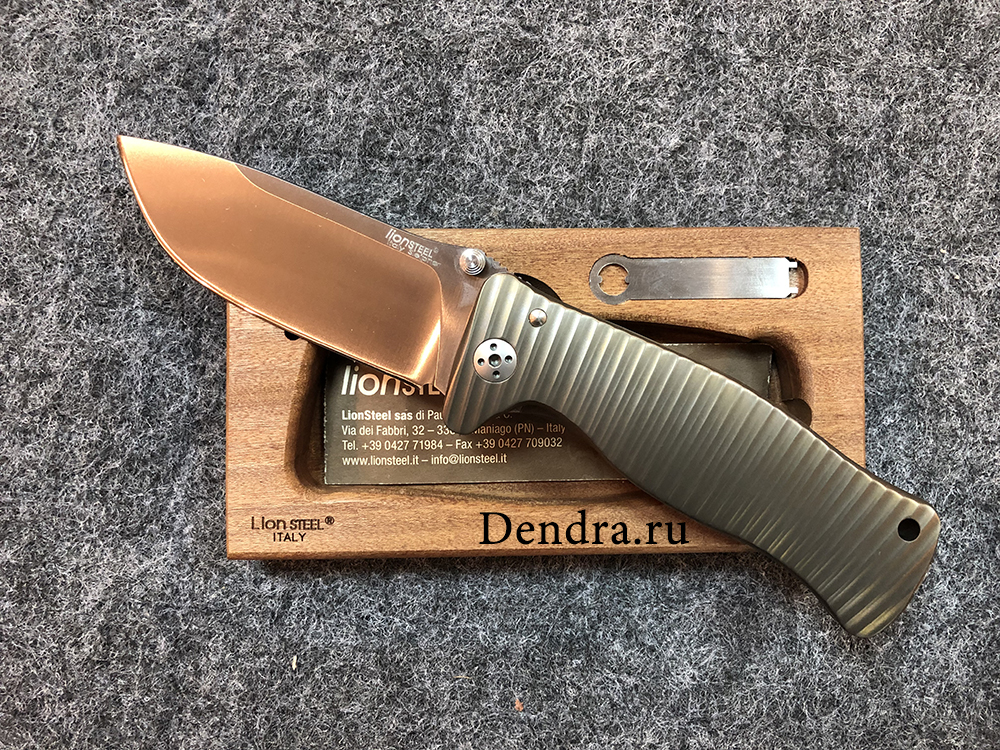 Нож "SR-1" складной, фиксатор "Roto Block", сталь Sleipner, твердость 61 HRC, рукоять титан, цвет бр