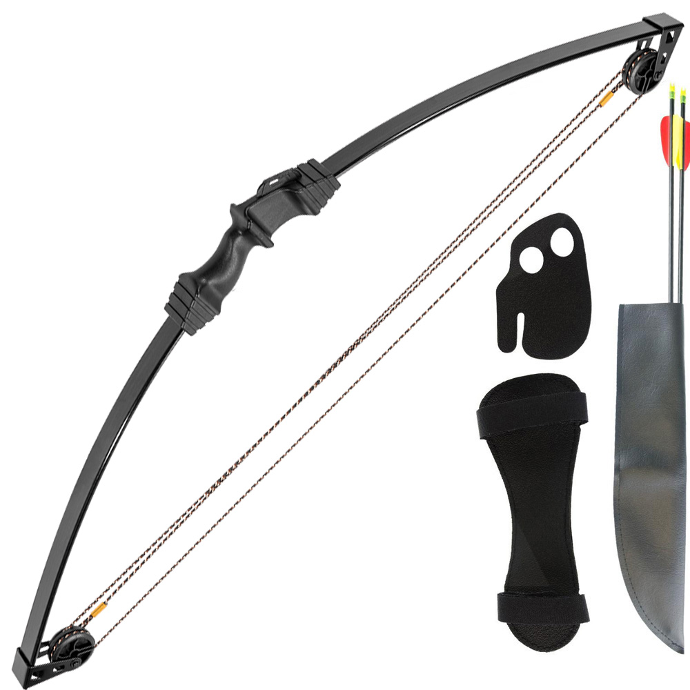 Лук блочный для начинающих, сила 10lbs, между осями 34", длина натяжения 24", с компл аксессуаров: 2