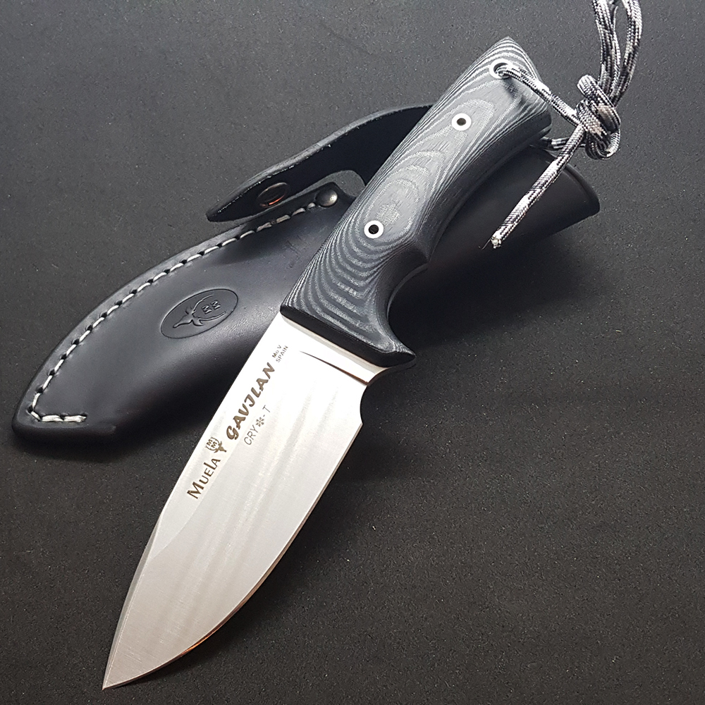 Нож "GAVILAN" с фикс клинком длиной 13 см, рукоять черная микарта, ножны кожа
