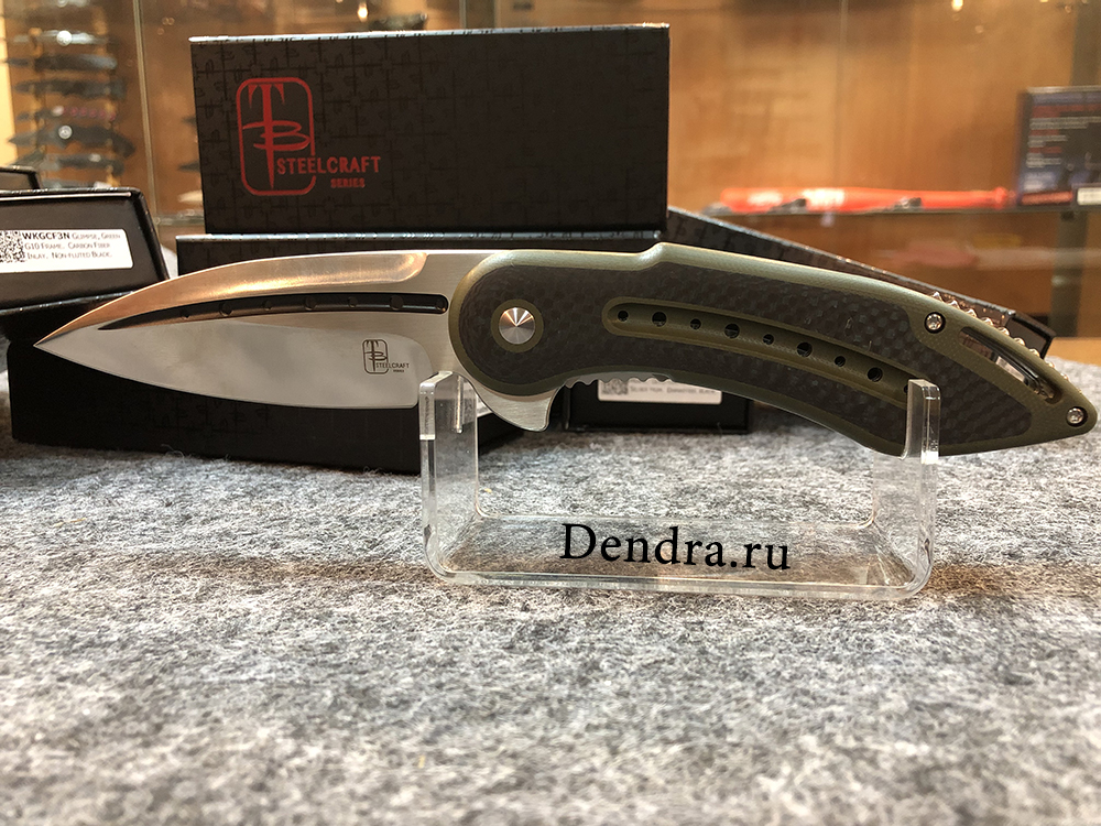 Нож Glimpse 7.0, сталь CPM-S35VN, длина клинка 3.750″, сатин, рукоять G10/карбон,зеленая, дол