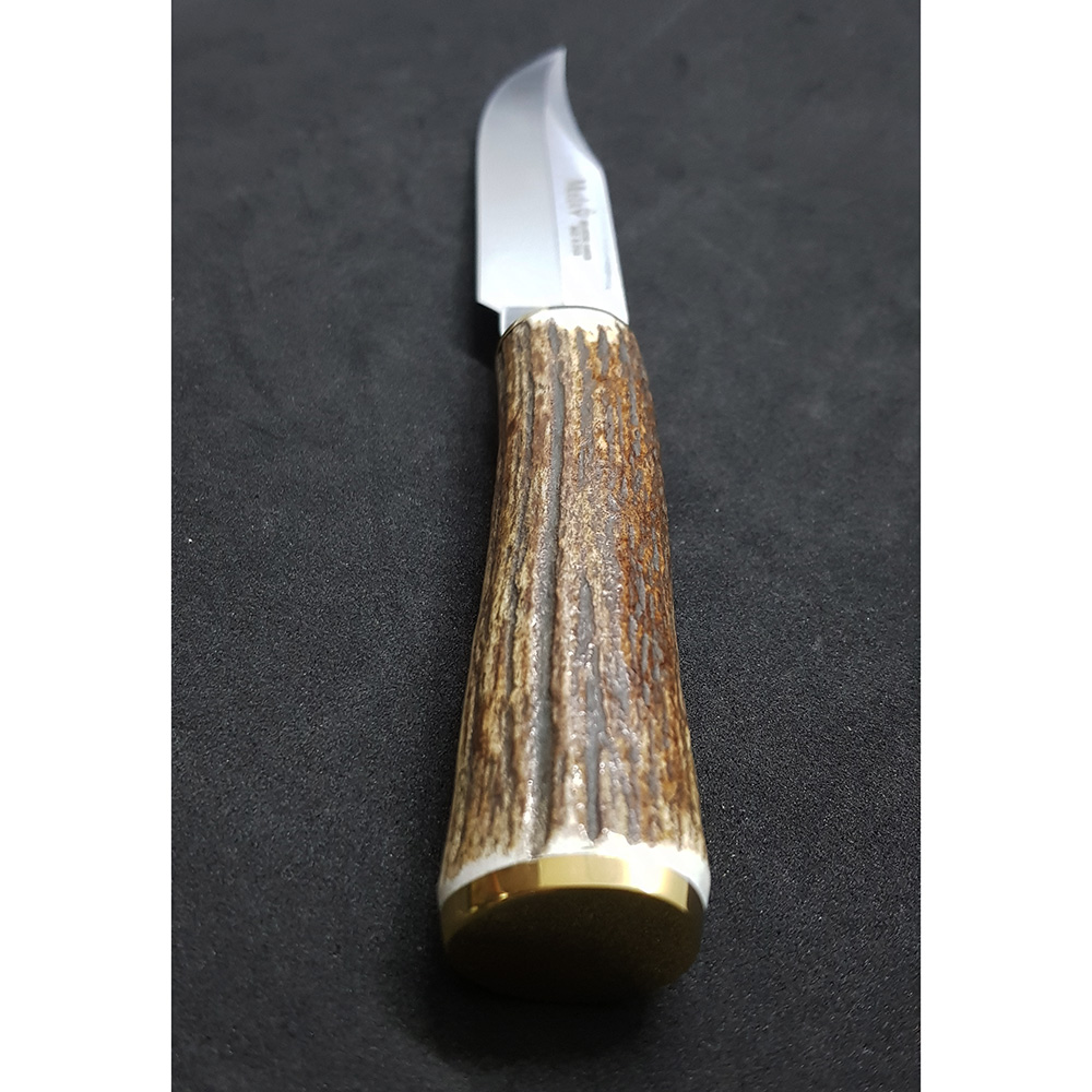 Нож серии "SH" с фикс клинком длиной 16 см, рукоять рог оленя, ножны кожа