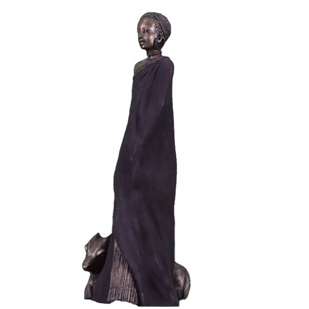 Фигурка Масаи-Амира с ягненком,патина,полистоун