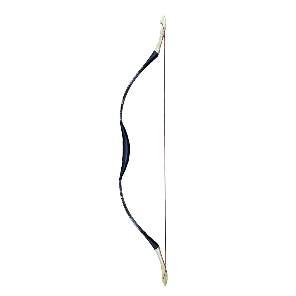 Лук традиционный RB124 монгольский, сила 25 lbs, дуги фиброглас с деревом, цвет черный с орнамент на